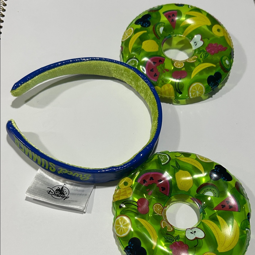 Disney Blue and Green Headband with Fruit Donut Floats